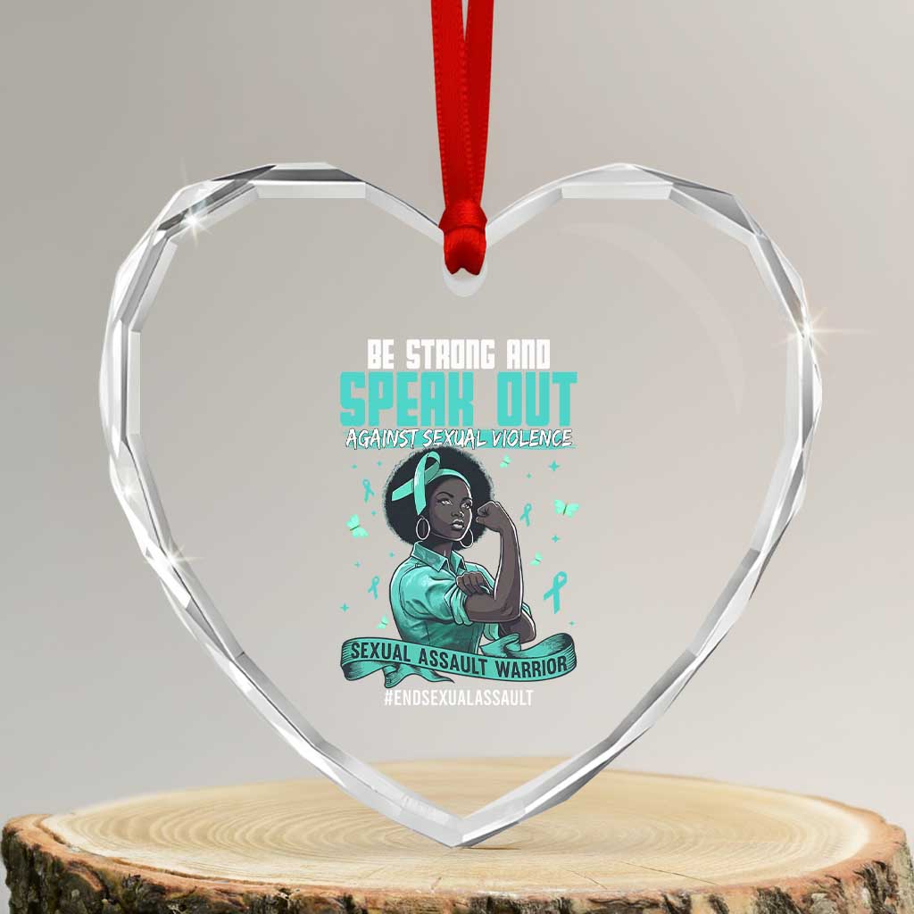 Sexual Assault Awareness Heart Crystal Glass Ornament Support African Women Stop Sexual Abuse Awareness
