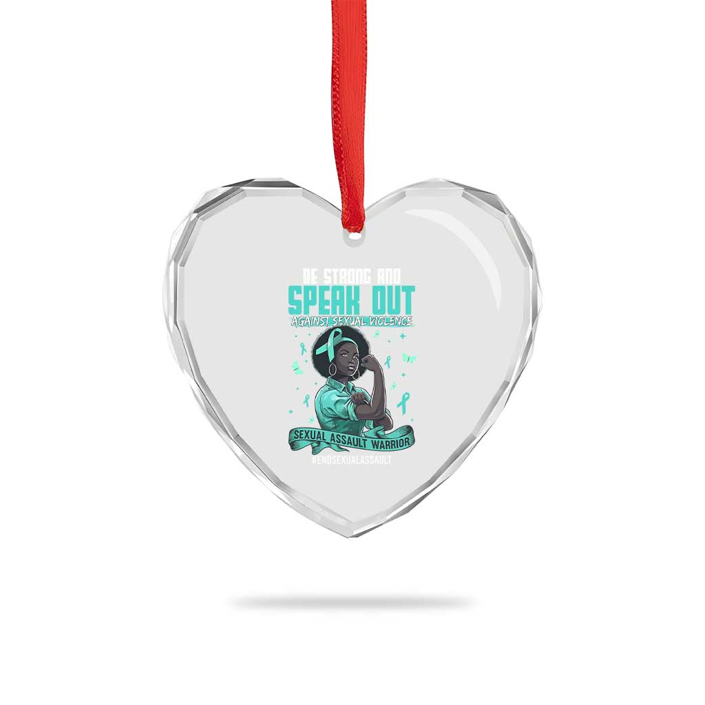 Sexual Assault Awareness Heart Crystal Glass Ornament Support African Women Stop Sexual Abuse Awareness