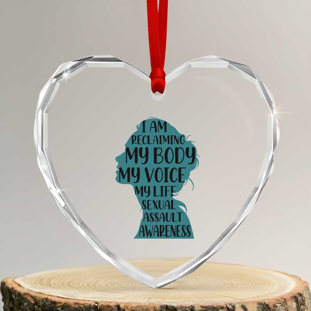 Sexual Assault Awareness Heart Crystal Glass Ornament Women Support Survivors