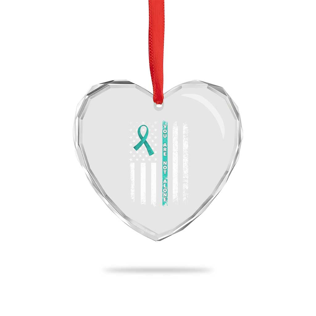 Sexual Assault Awareness Heart Crystal Glass Ornament You Are Not Alone Ribbon Flag