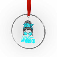 Sexual Assault Awareness Messy Bun Support Survivors Crystal Glass Ornament