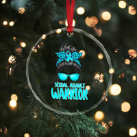 Sexual Assault Awareness Messy Bun Support Survivors Crystal Glass Ornament