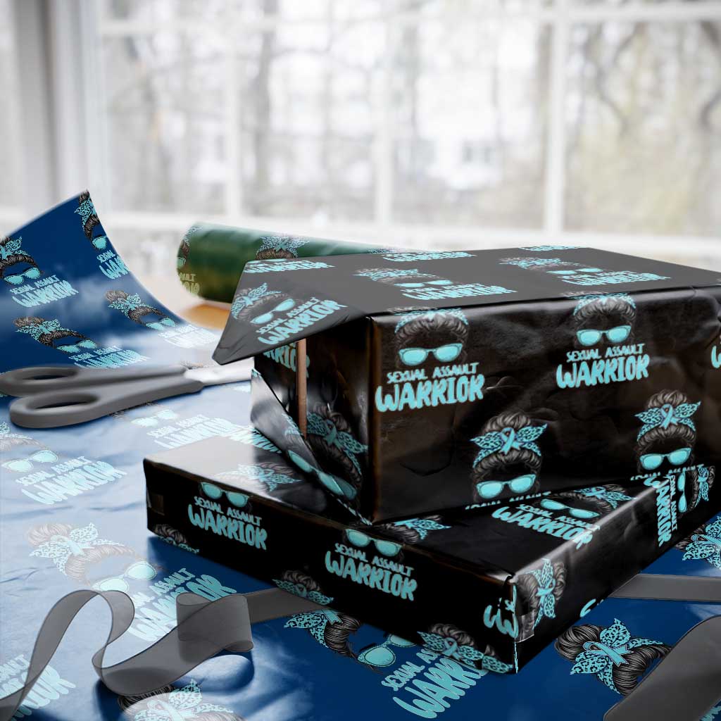 Sexual Assault Awareness Messy Bun Support Survivors Wrapping Paper Roll