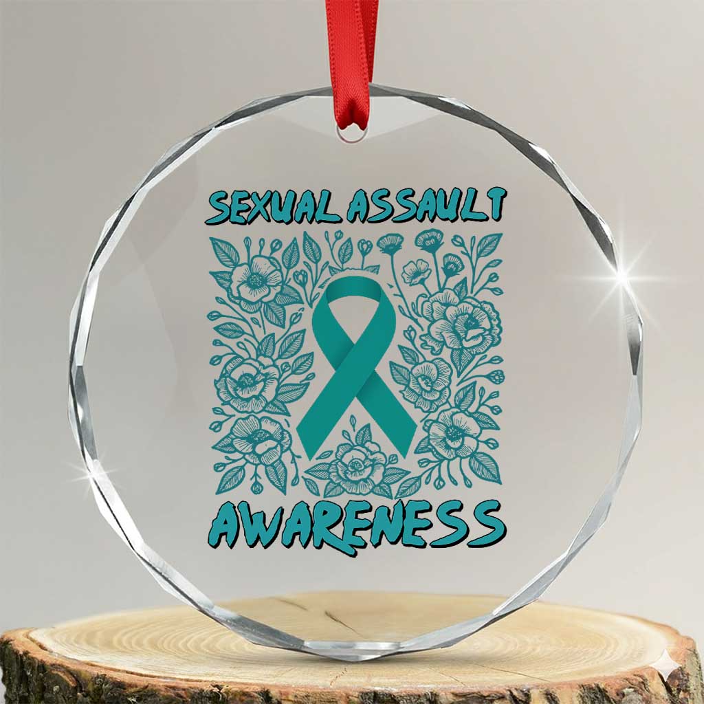 Sexual Assault Awareness Month Crystal Glass Ornament