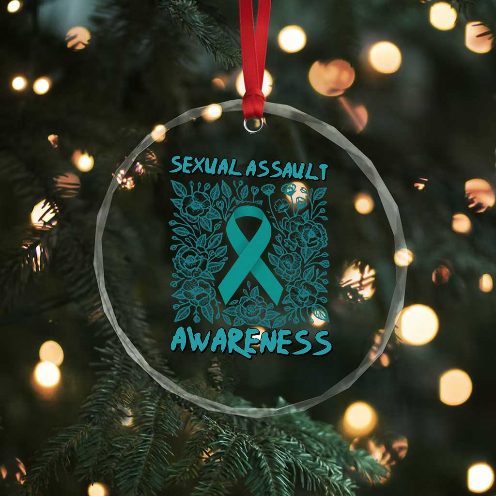 Sexual Assault Awareness Month Crystal Glass Ornament