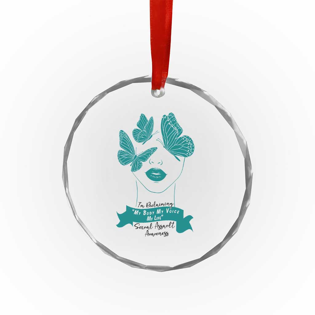 Sexual Assault Awareness Month Crystal Glass Ornament I Am Reclaiming My Body My Voice My Life