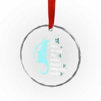 Sexual Assault Awareness Month Crystal Glass Ornament In April We Wear Teal Ribbon