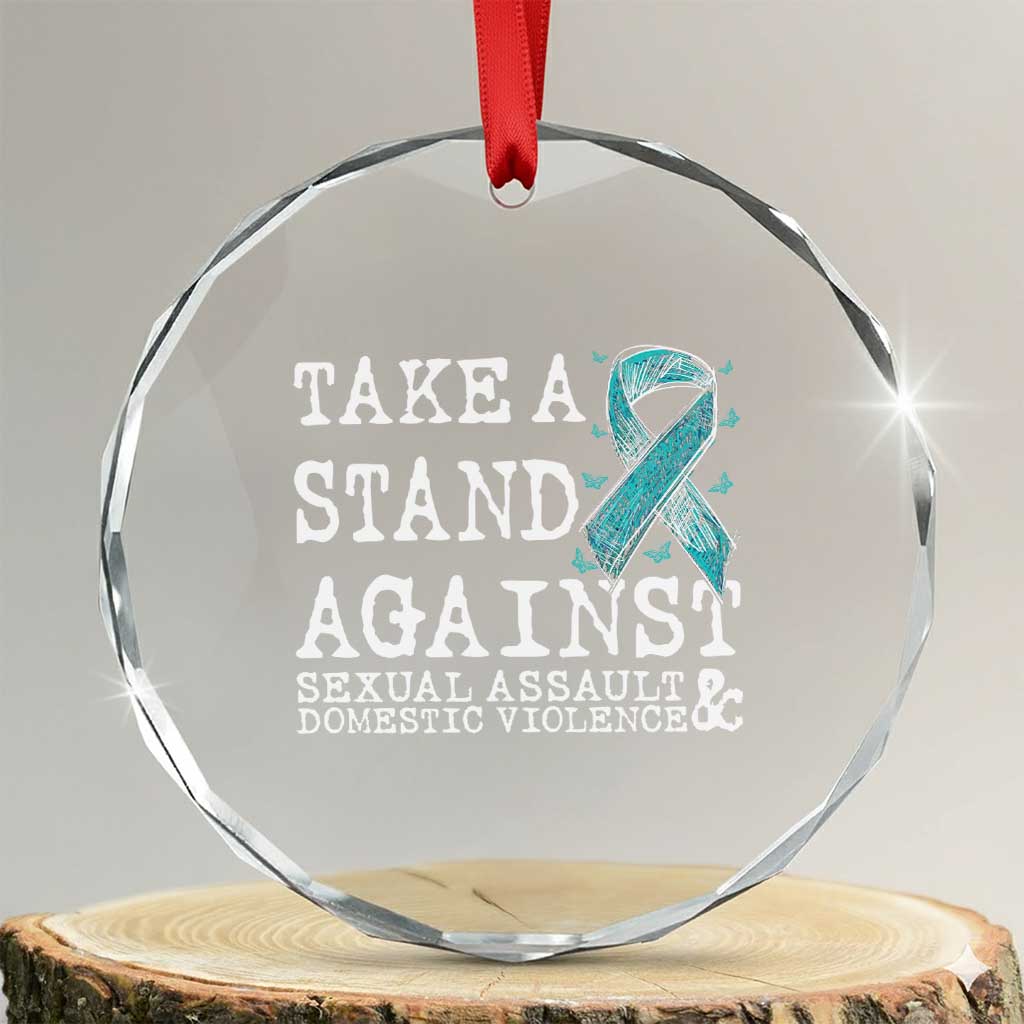 Sexual Assault Awareness Month Crystal Glass Ornament Stand Against Sexual Assault & Domestic Violence