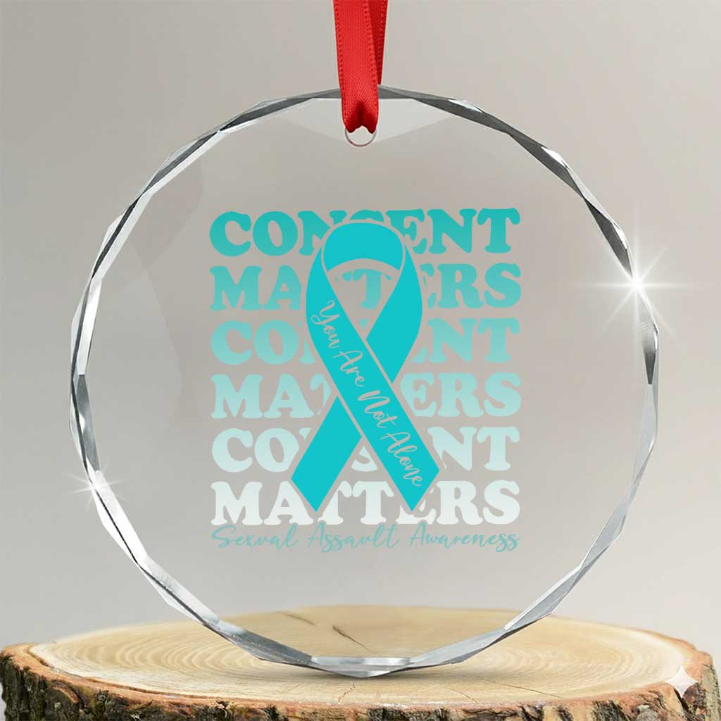 Sexual Assault Awareness Month Crystal Glass Ornament Teal Ribbon Consent Matters You Are Not Alone