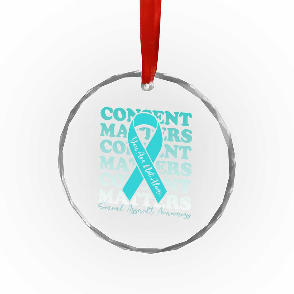 Sexual Assault Awareness Month Crystal Glass Ornament Teal Ribbon Consent Matters You Are Not Alone