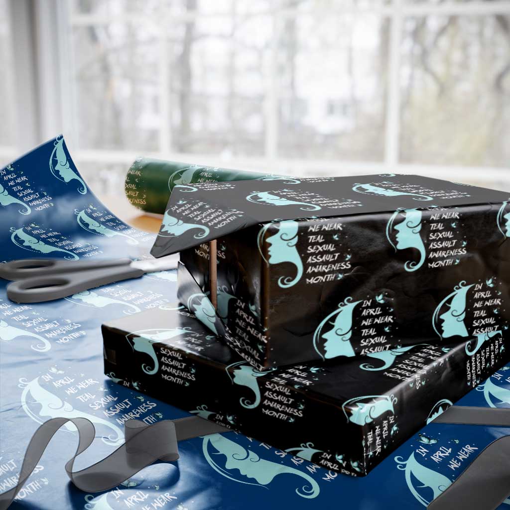 Sexual Assault Awareness Month Wrapping Paper Roll In April We Wear Teal Ribbon