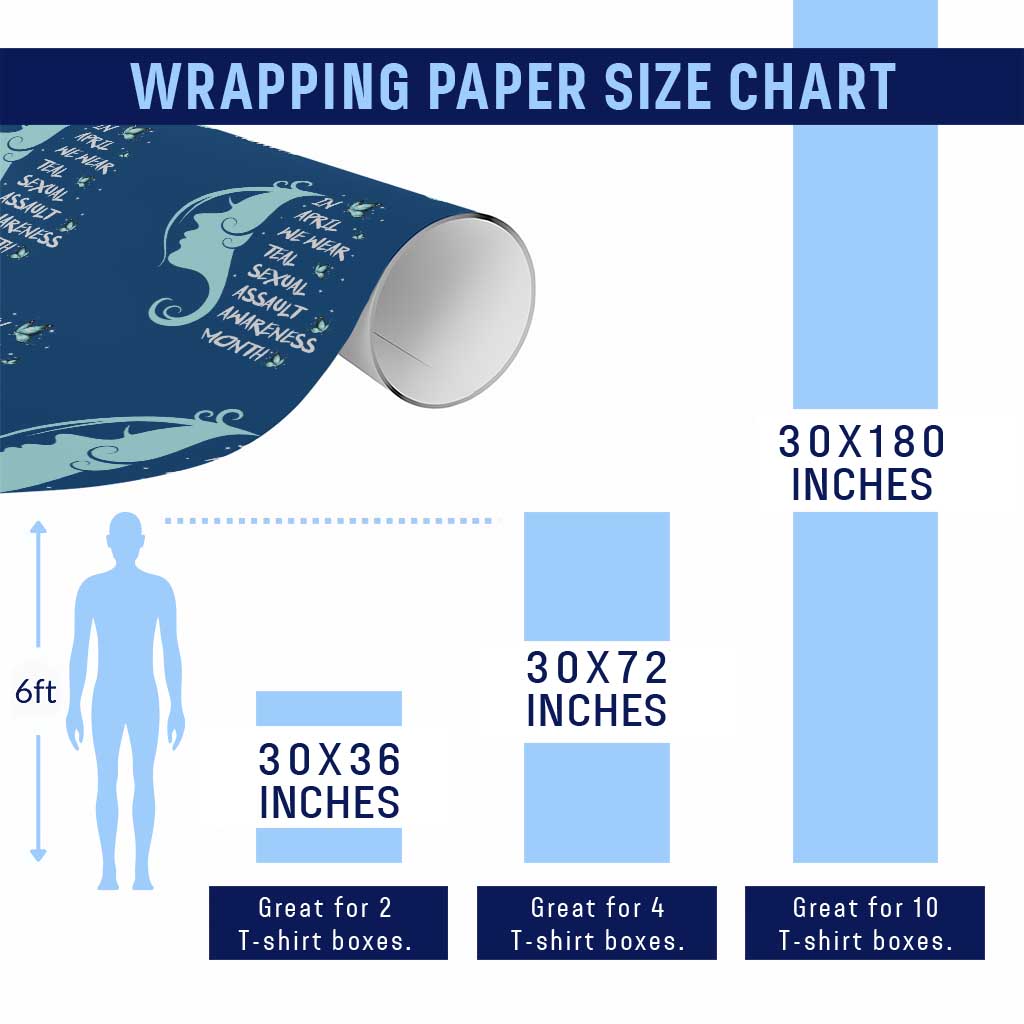 Sexual Assault Awareness Month Wrapping Paper Roll In April We Wear Teal Ribbon