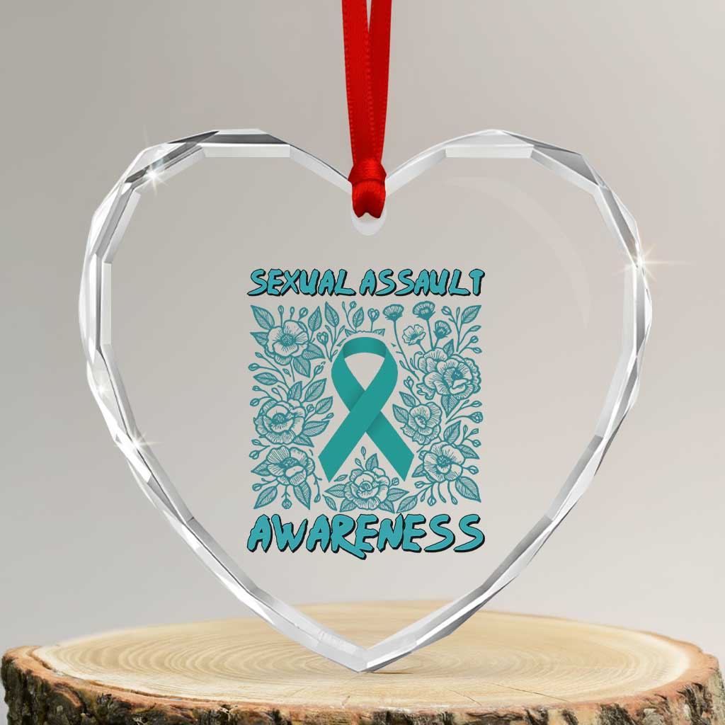 Sexual Assault Awareness Month Heart Crystal Glass Ornament