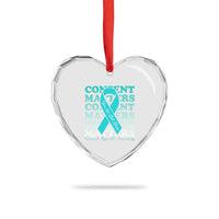 Sexual Assault Awareness Month Heart Crystal Glass Ornament Teal Ribbon Consent Matters You Are Not Alone