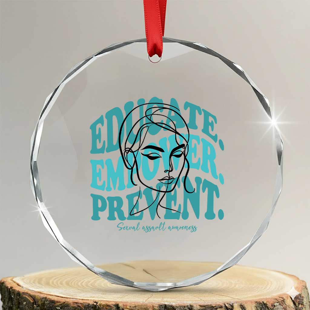 Sexual Assault Awareness Prevention Crystal Glass Ornament Educate Empower Prevent Women's Right