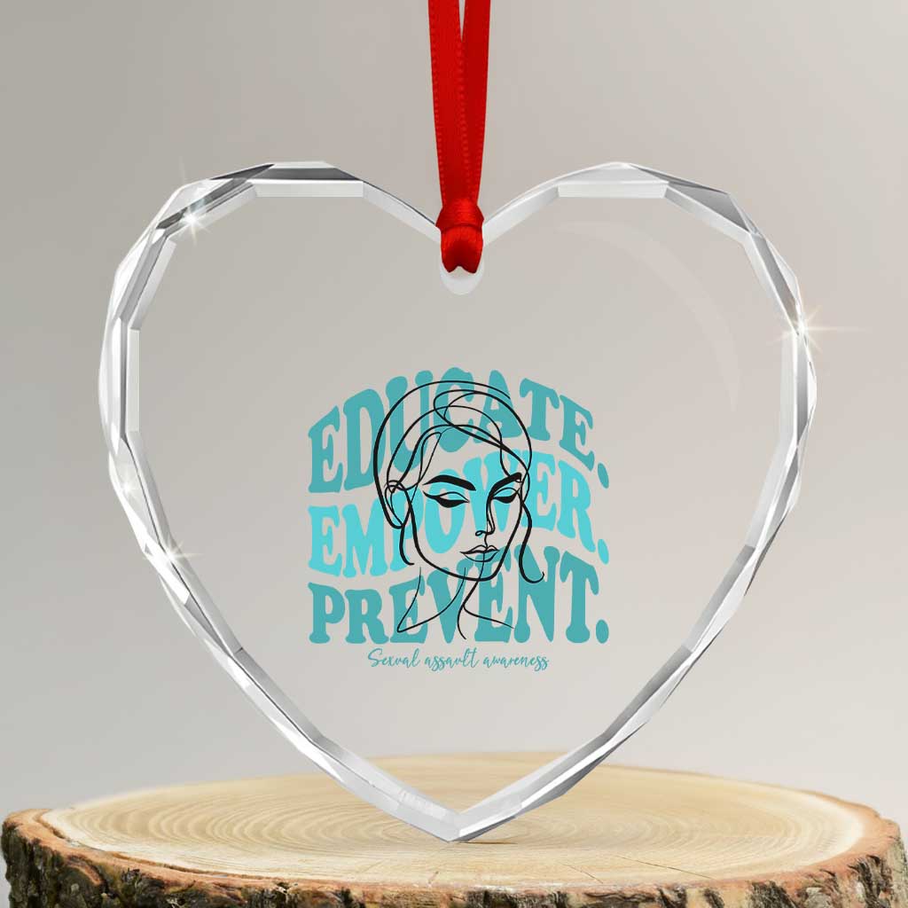 Sexual Assault Awareness Prevention Heart Crystal Glass Ornament Educate Empower Prevent Women's Right