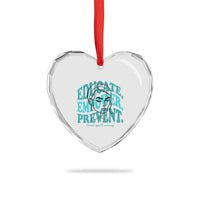 Sexual Assault Awareness Prevention Heart Crystal Glass Ornament Educate Empower Prevent Women's Right