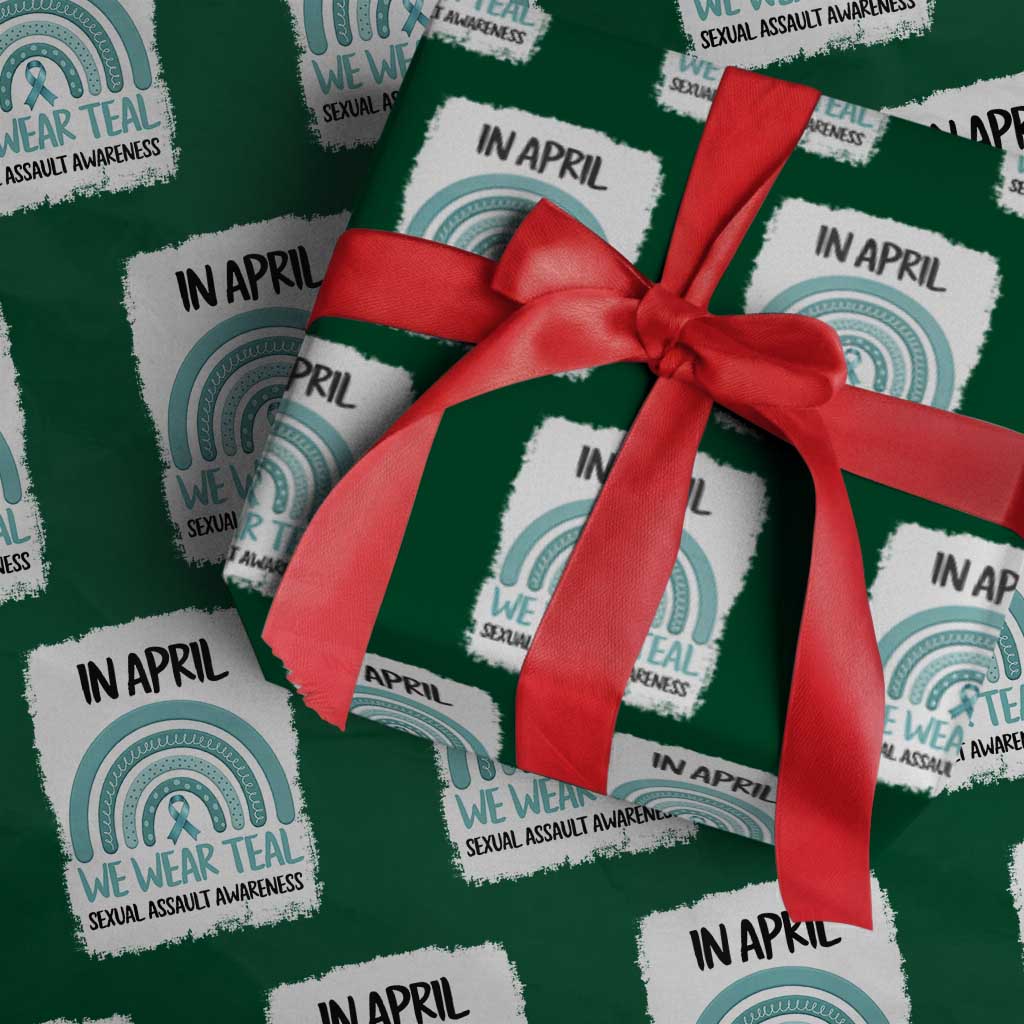 Sexual Assault Awareness Wrapping Paper Roll In April We Wear Teal Ribbon