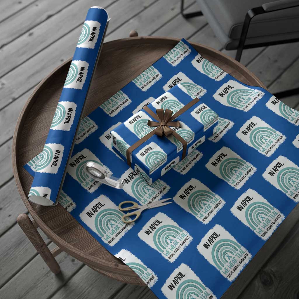 Sexual Assault Awareness Wrapping Paper Roll In April We Wear Teal Ribbon