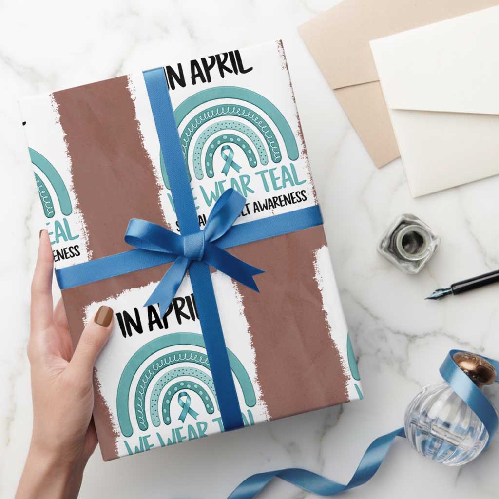 Sexual Assault Awareness Wrapping Paper Roll In April We Wear Teal Ribbon