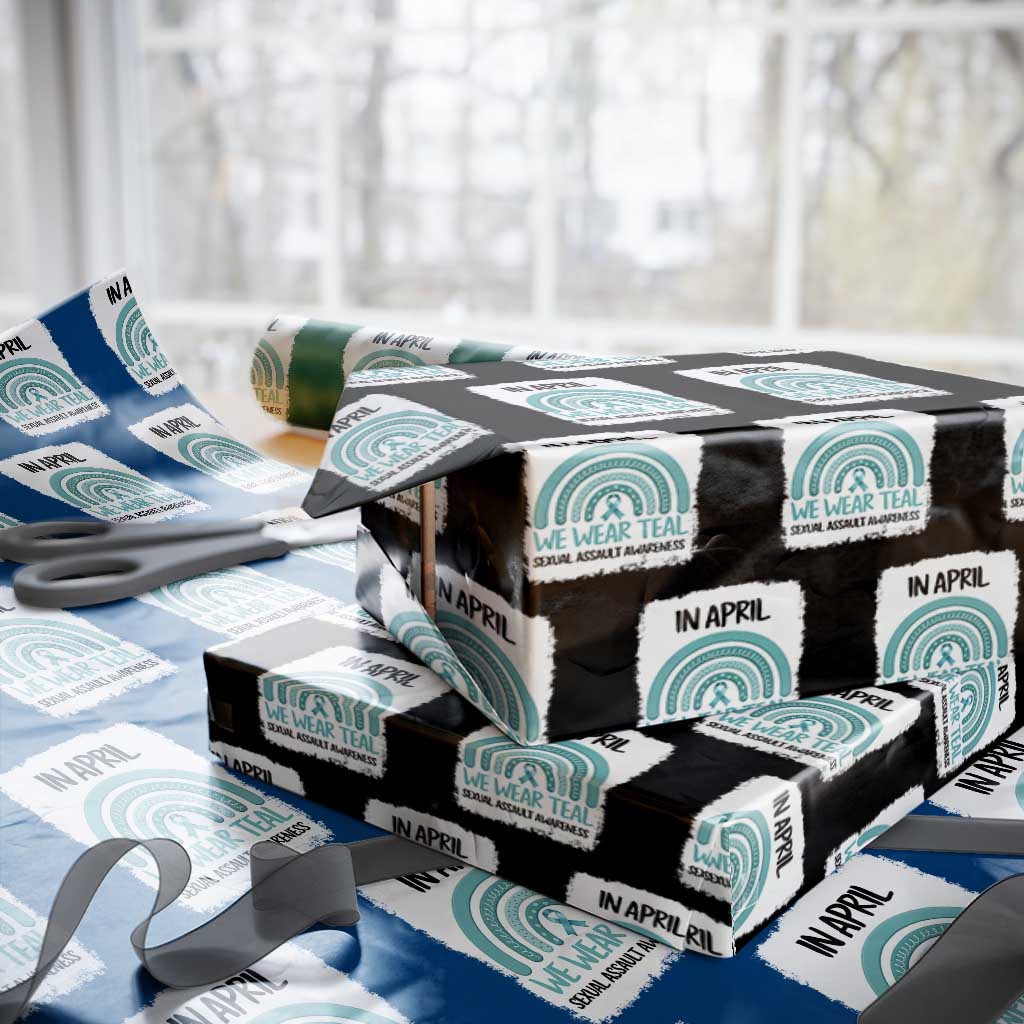 Sexual Assault Awareness Wrapping Paper Roll In April We Wear Teal Ribbon