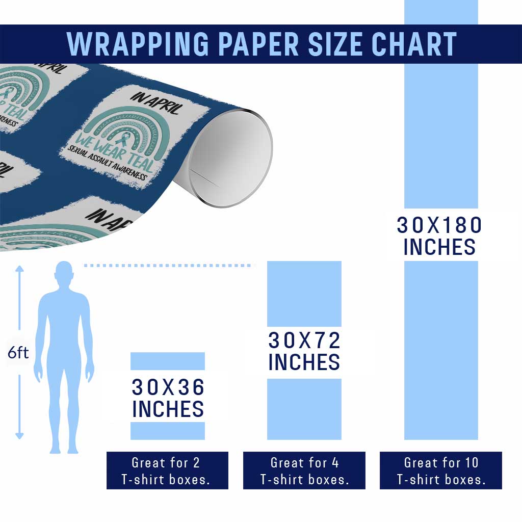 Sexual Assault Awareness Wrapping Paper Roll In April We Wear Teal Ribbon