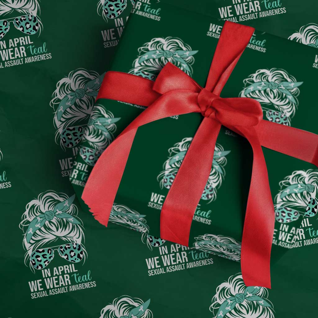 Sexual Assault Awareness Wrapping Paper Roll In April We Wear Teal Women