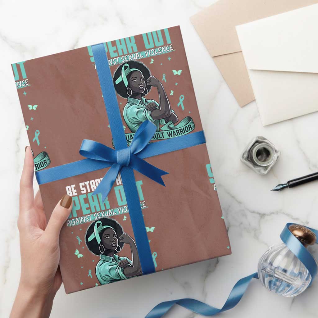 Sexual Assault Awareness Wrapping Paper Roll Support African Women Stop Sexual Abuse Awareness
