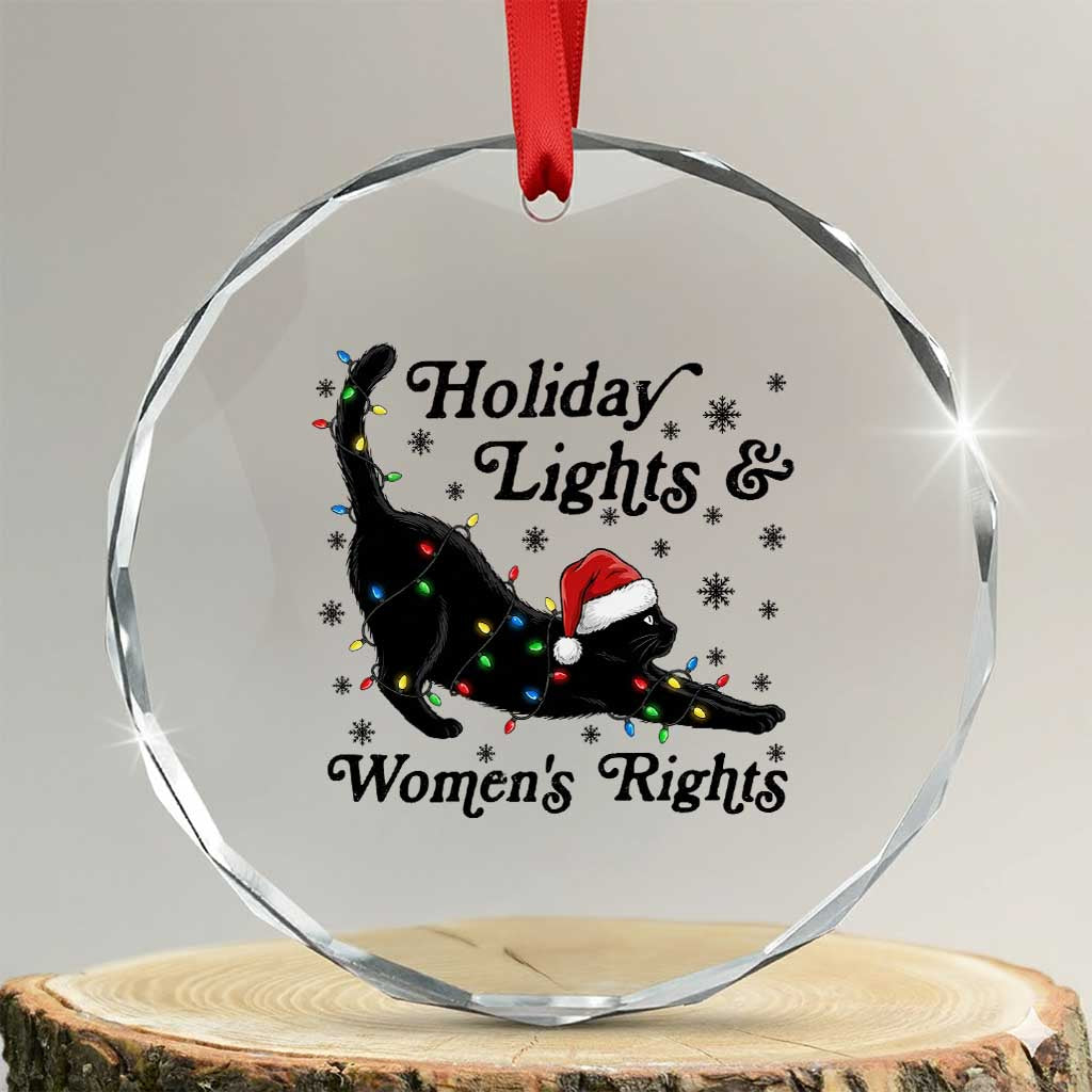 Sexy Cat Holiday Lights Womens Rights Supporter Crystal Glass Ornament Christmas Feminist Gift - Wonder Print Shop