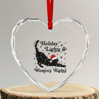 Sexy Cat Holiday Lights Womens Rights Supporter Heart Crystal Glass Ornament Christmas Feminist Gift - Wonder Print Shop