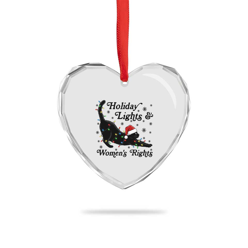 Sexy Cat Holiday Lights Womens Rights Supporter Heart Crystal Glass Ornament Christmas Feminist Gift - Wonder Print Shop