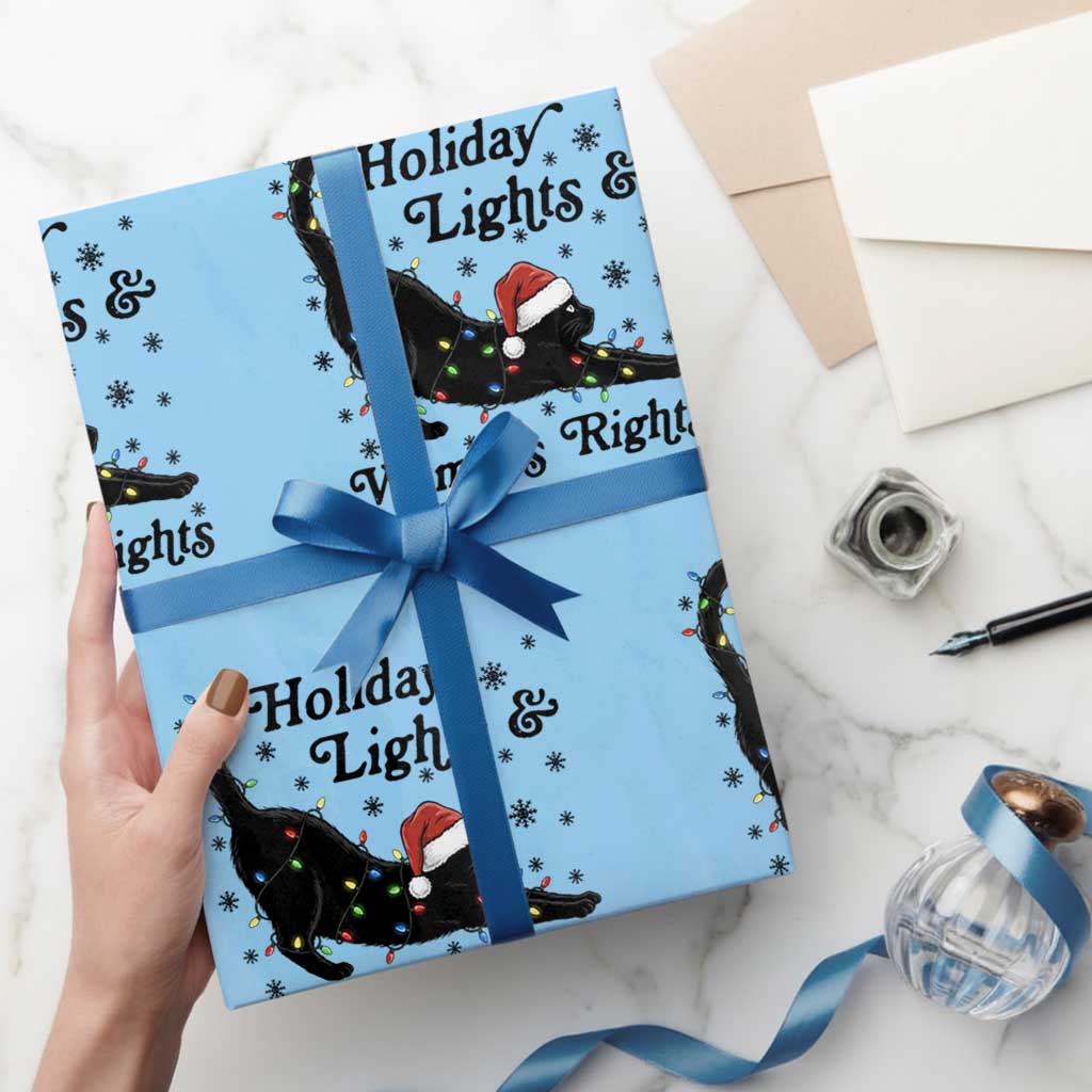Sexy Cat Holiday Lights Womens Rights Supporter Wrapping Paper Roll Christmas Feminist Gift - Wonder Print Shop