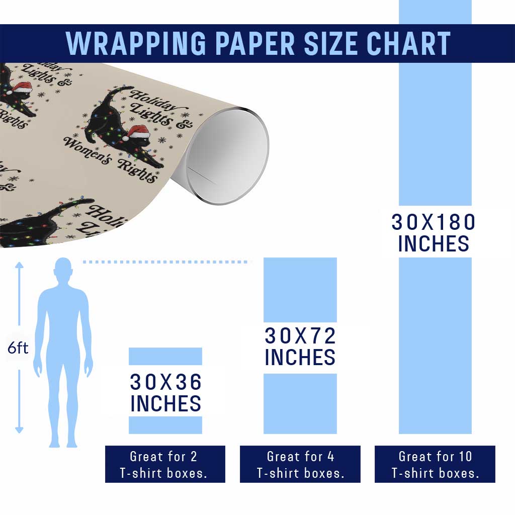 Sexy Cat Holiday Lights Womens Rights Supporter Wrapping Paper Roll Christmas Feminist Gift - Wonder Print Shop