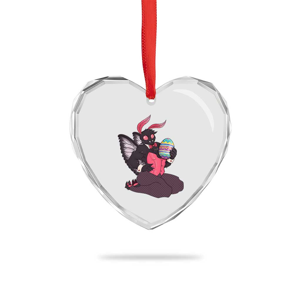 Sexy Easter Bunny Mothman Heart Crystal Glass Ornament Cryptid Humor Gift