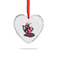 Sexy Easter Bunny Mothman Heart Crystal Glass Ornament Cryptid Humor Gift