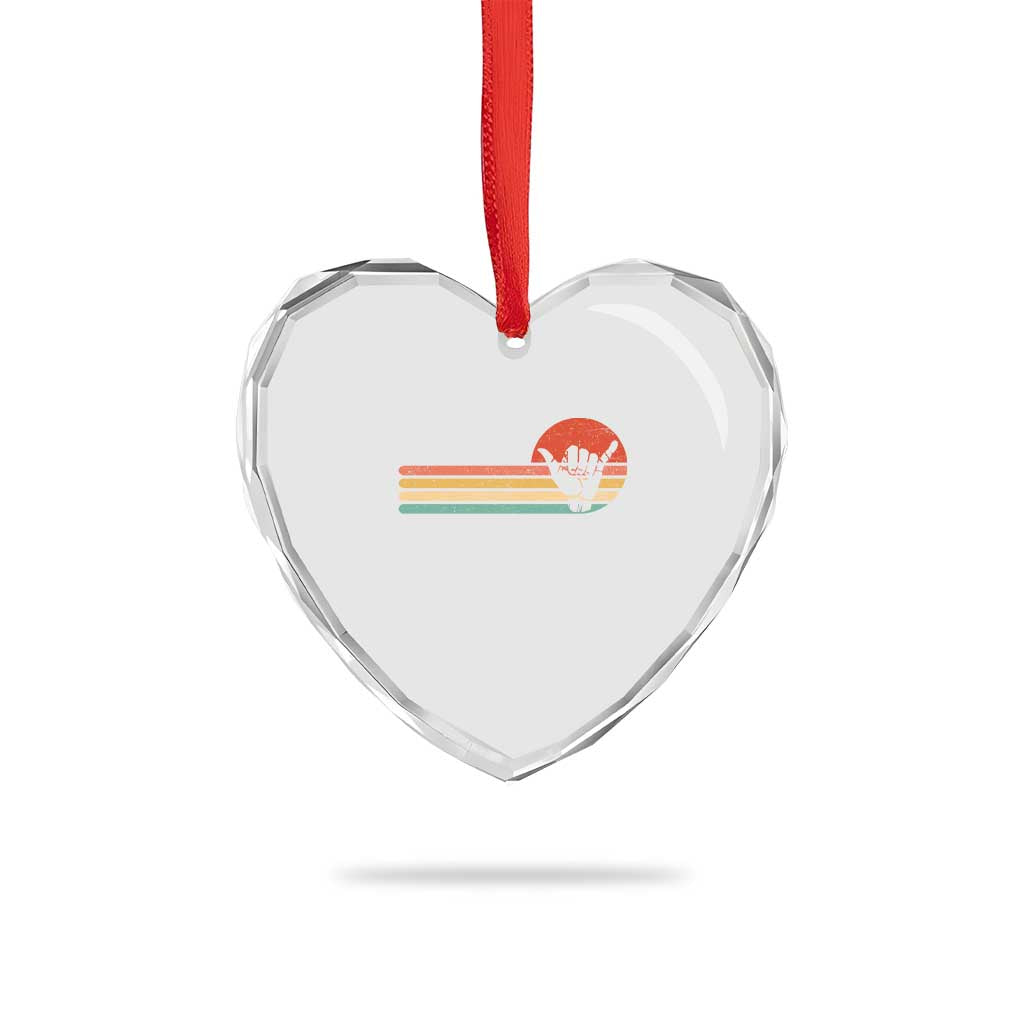 Shaka Hand Heart Crystal Glass Ornament Retro Vintage Shaka Sign Rasta Hawaii Hawaiian - Wonder Print Shop