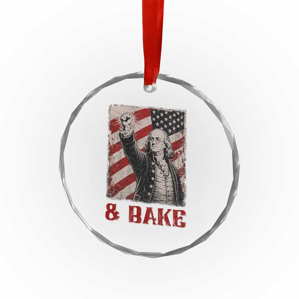 Shake And Bake Benjamin Franklin 4th of July Couple Matching Crystal Glass Ornament