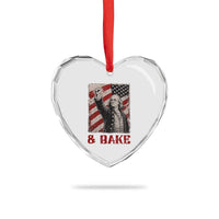 Shake And Bake Benjamin Franklin 4th of July Couple Matching Heart Crystal Glass Ornament