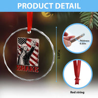 Shake And Bake George Washington 4th of July Couple Matching Crystal Glass Ornament