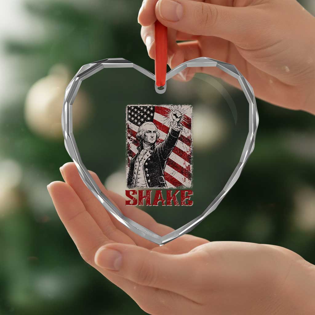 Shake And Bake George Washington 4th of July Couple Matching Heart Crystal Glass Ornament