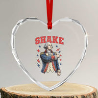 Shake Funny George Washington Patriotic Graphic Matching Heart Crystal Glass Ornament Vintage Founding Father Distressed Stars and Lightning Bolts Dynamic Duo