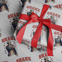 Shake Funny George Washington Patriotic Graphic Matching Wrapping Paper Roll Vintage Founding Father Distressed Stars and Lightning Bolts Dynamic Duo