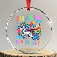 Shakin' Tits and Takin' Shits Crystal Glass Ornament Naughty Funny Unhinged Unicorn - Wonder Print Shop