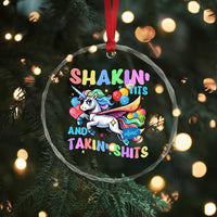 Shakin' Tits and Takin' Shits Crystal Glass Ornament Naughty Funny Unhinged Unicorn - Wonder Print Shop