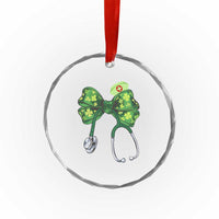 Shamrock Coquette Bow Stethoscope Crystal Glass Ornament Registered Nurse Nursing St Patricks Day - Wonder Print Shop