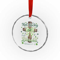 Shamrock Cross Irish St Patrick's Day Crystal Glass Ornament Not Lucky Simply Blessed
