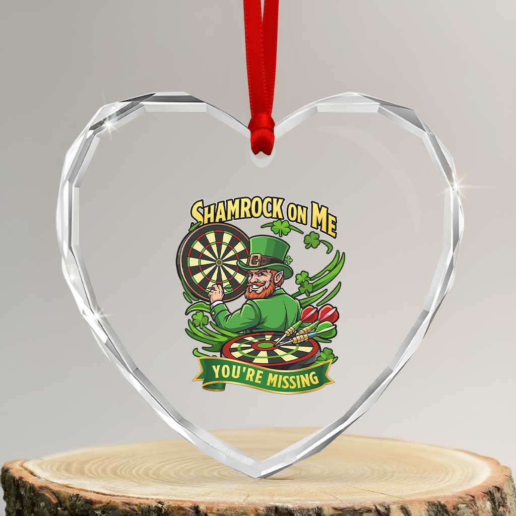Shamrock On Me Youre Missing Heart Crystal Glass Ornament St Patricks Day Darts Player Gift