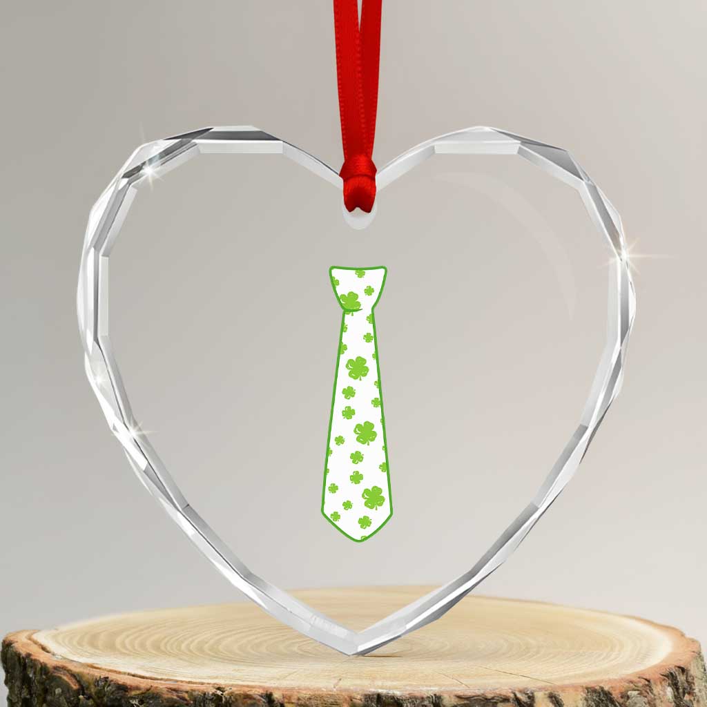 Shamrocks Tie Heart Crystal Glass Ornament Kids St Patricks Day Costume Party Humor