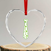 Shamrocks Tie Heart Crystal Glass Ornament Kids St Patricks Day Costume Party Humor