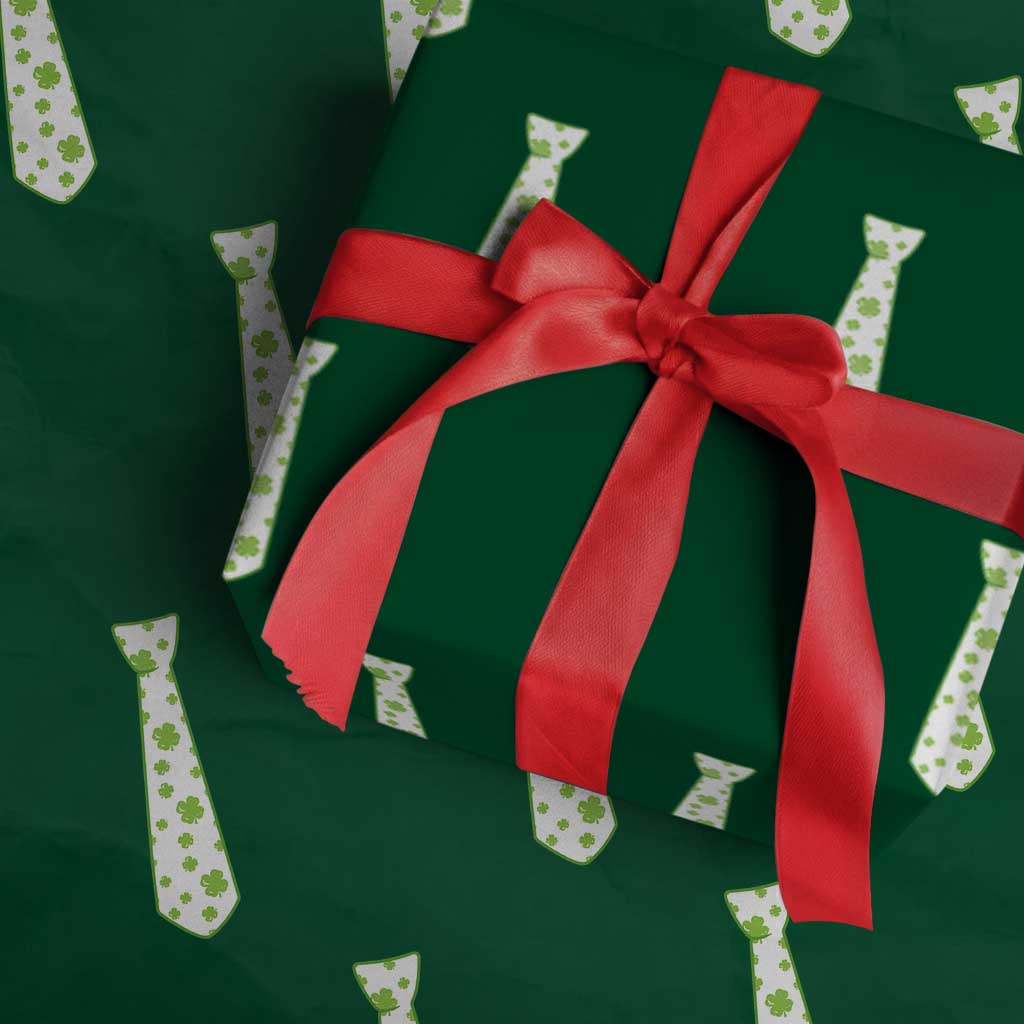 Shamrocks Tie Wrapping Paper Roll Kids St Patricks Day Costume Party Humor